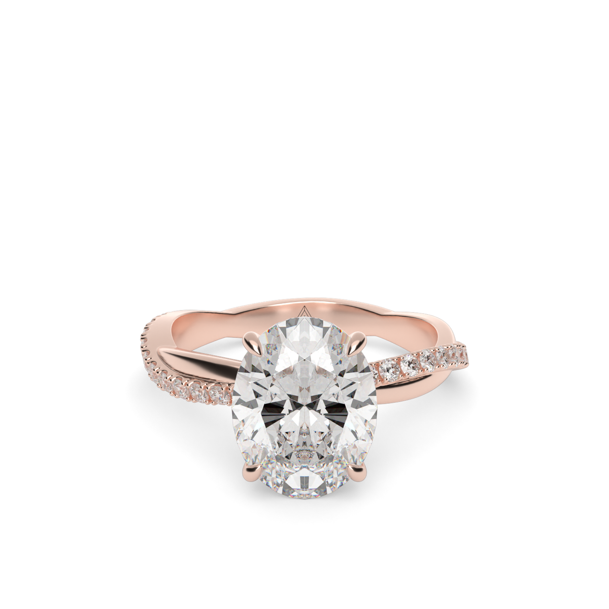 Pavé Shank Engagement Ring — 14K Rose Gold / Oval / Lab Diamond (image)