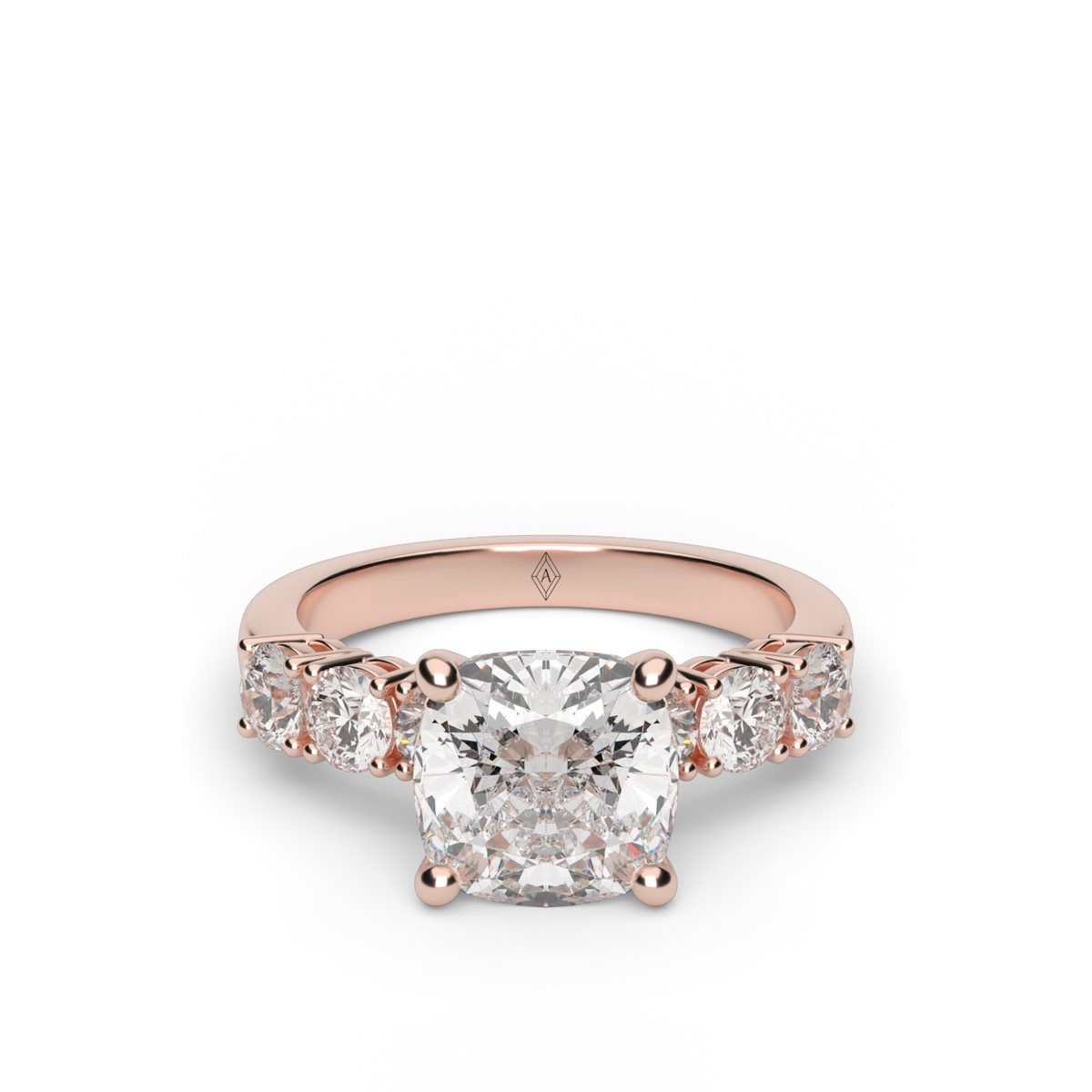 Prong Set Diamond Engagement Ring — 14K Rose Gold / Cushion / Lab Diamond (image)