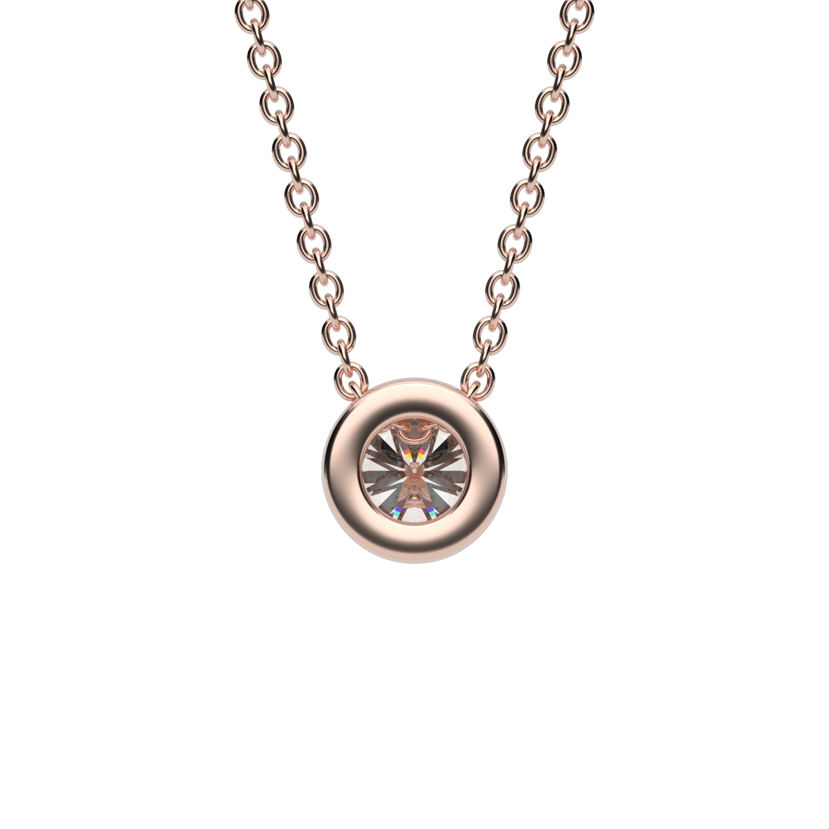 Sleek Solitaire Bezel Pendant — 14K Rose Gold / Lab Diamond (image)