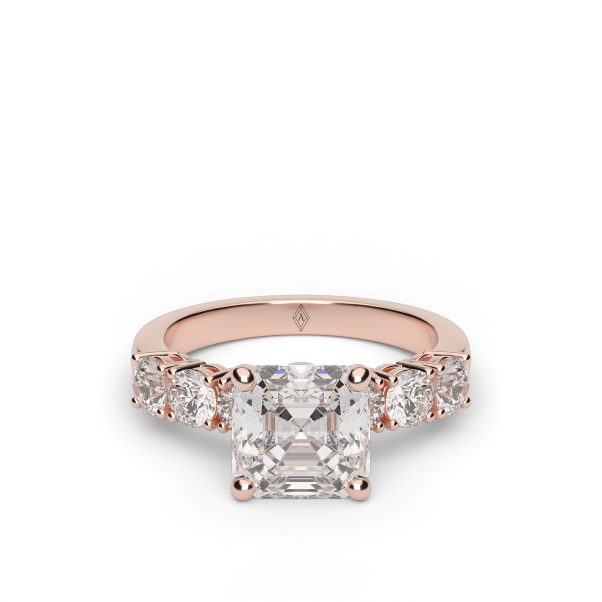 Prong Set Diamond Engagement Ring — 14K Rose Gold / Asscher / Lab Diamond (image)
