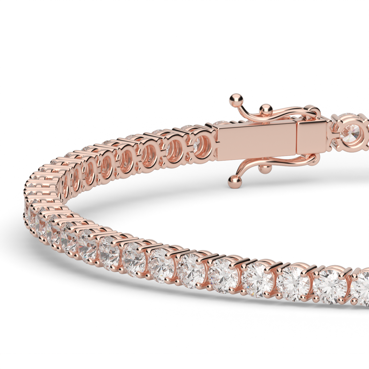 4 Carat Four Prong Diamond Tennis Bracelet — 14K Rose Gold / Lab Diamond (image)