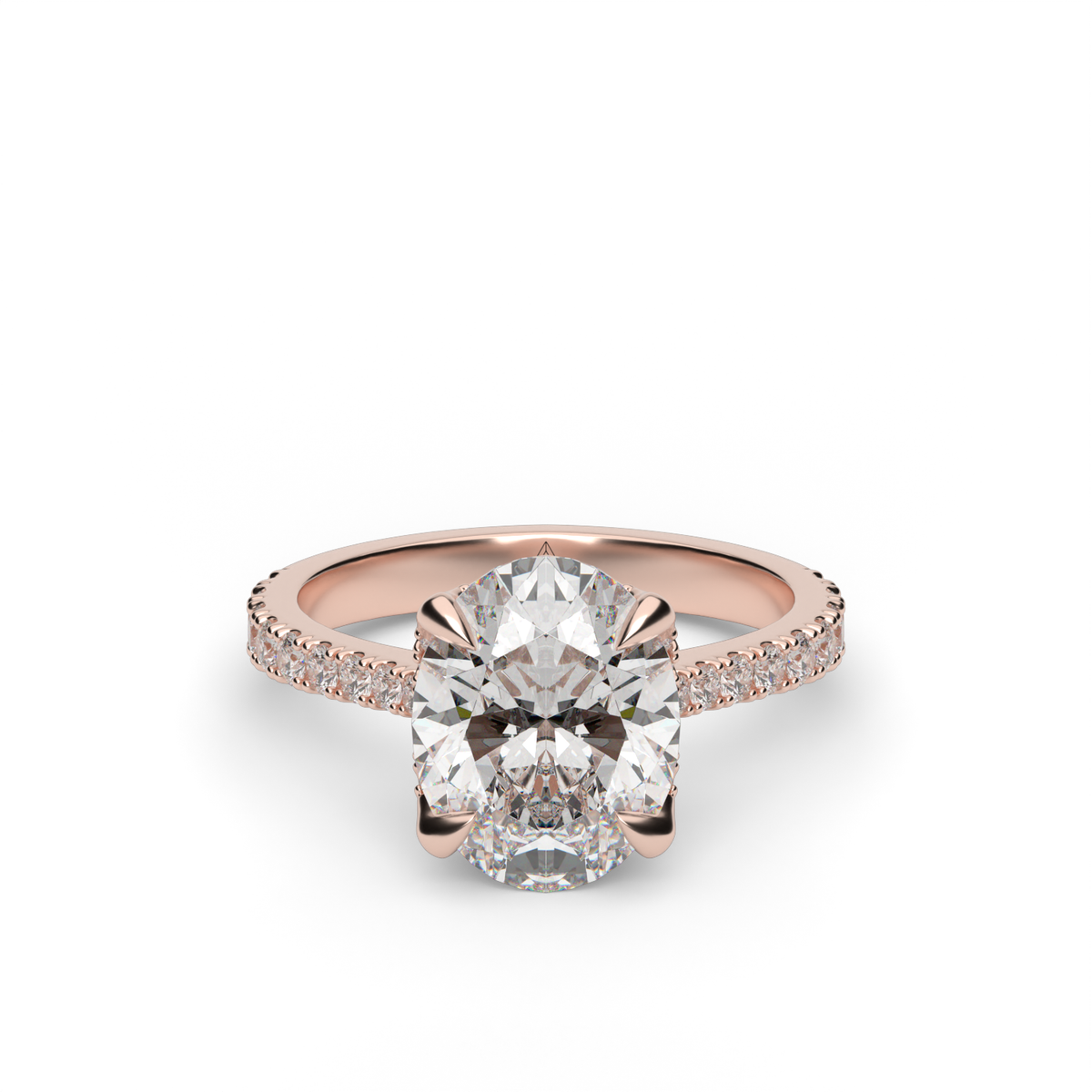 Hidden Halo Crown Engagement Ring — 14K Rose Gold / Oval / Lab Diamond (image)