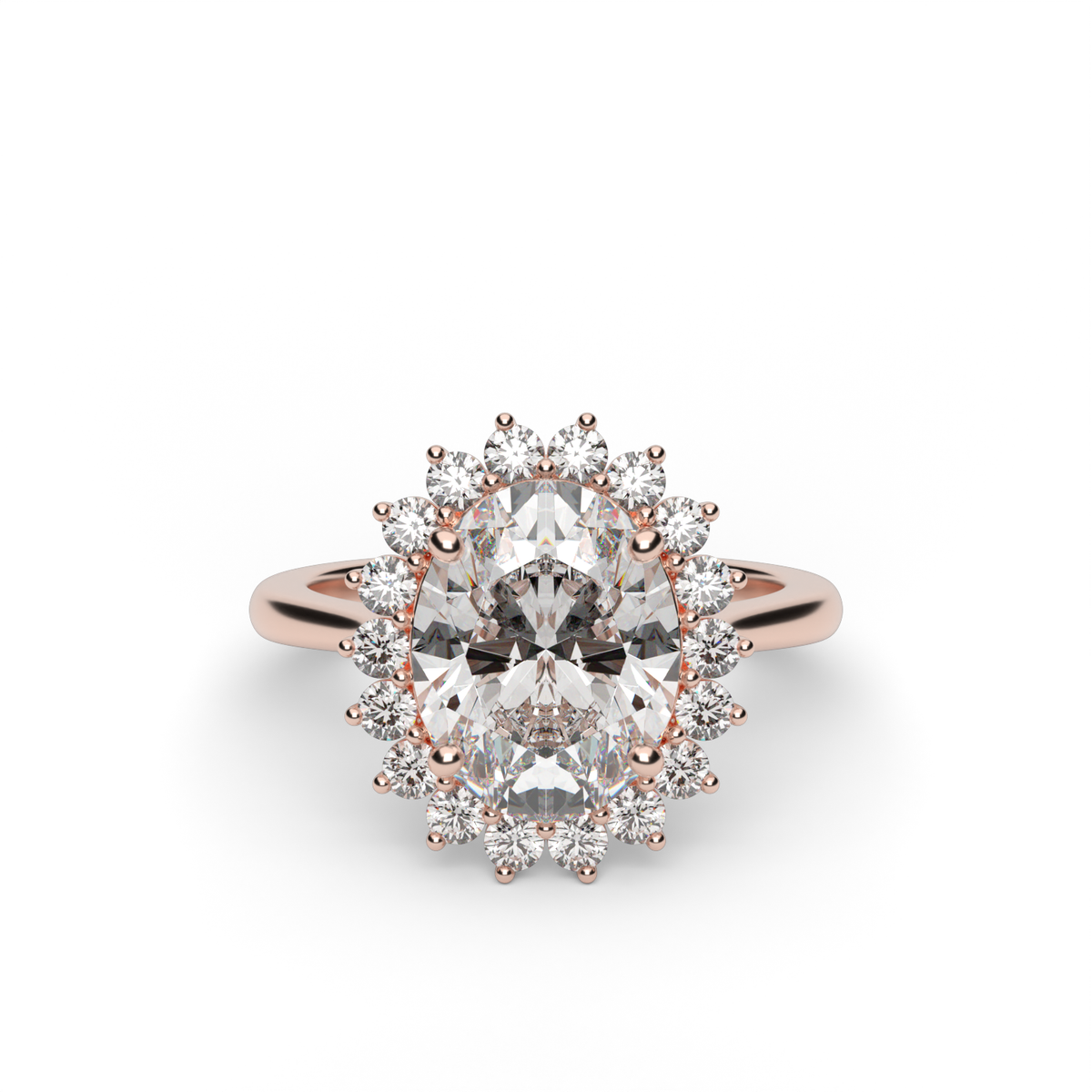 Flower Engagement Ring — 14K Rose Gold / Oval / Lab Diamond (image)