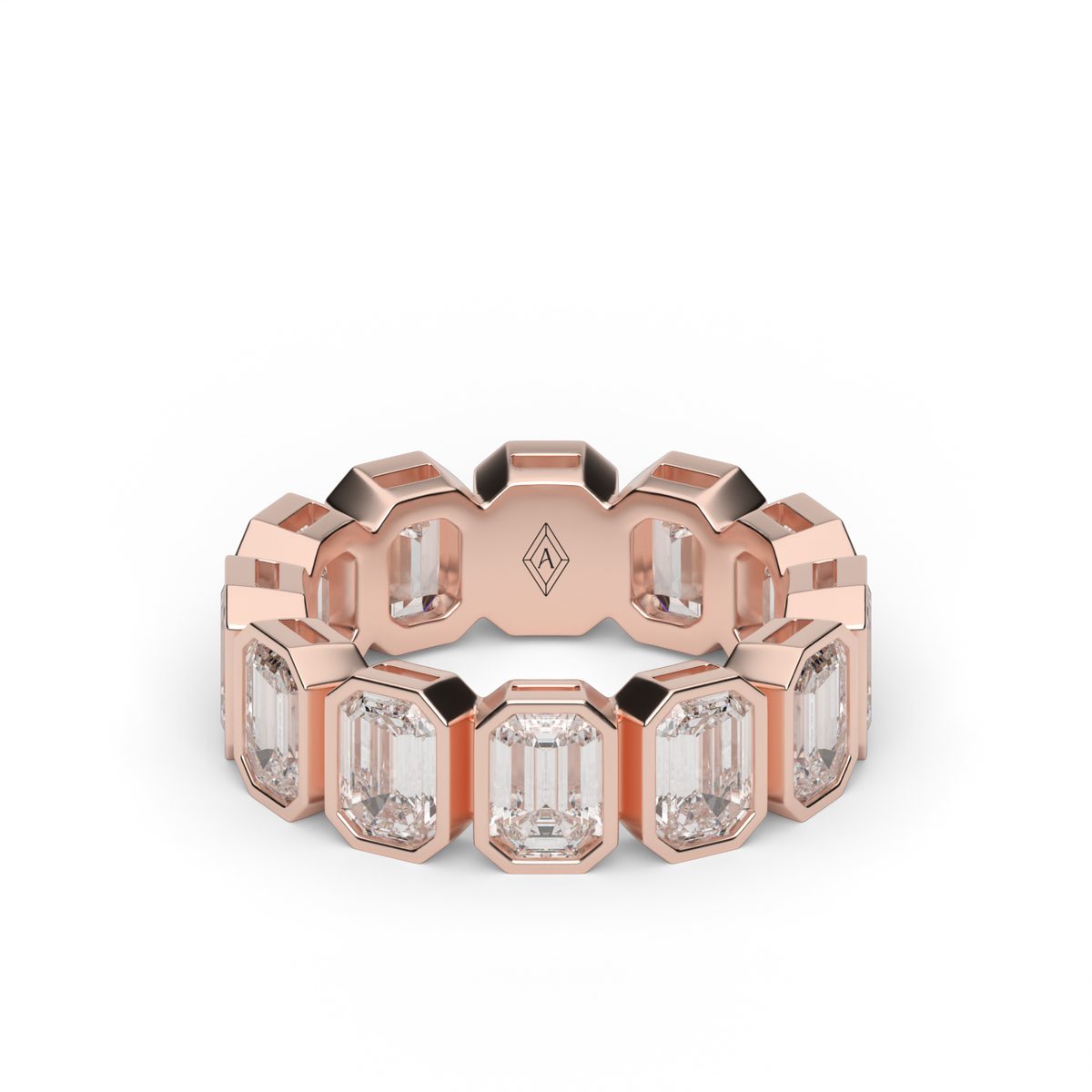 Emerald Cut Bezel Eternity Ring — 14K Rose Gold / 6 / Lab Diamond (image)
