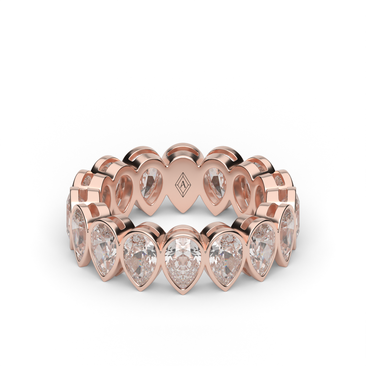 Pear Shape Bezel Eternity Ring — 14K Rose Gold / 4 / Lab Diamond (image)