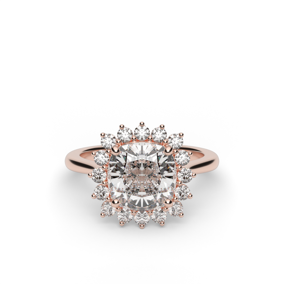 Flower Engagement Ring — 14K Rose Gold / Cushion / Lab Diamond (image)