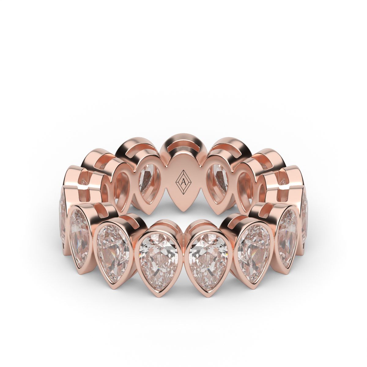 Pear Shape Bezel Eternity Ring — 14K Rose Gold / 6 / Lab Diamond (image)