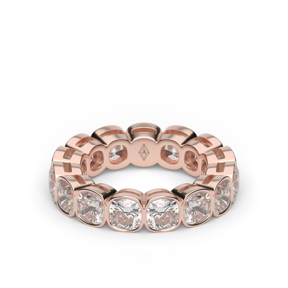 Cushion Cut Bezel Eternity Ring — 14K Rose Gold / 6 / Lab Diamond (image)