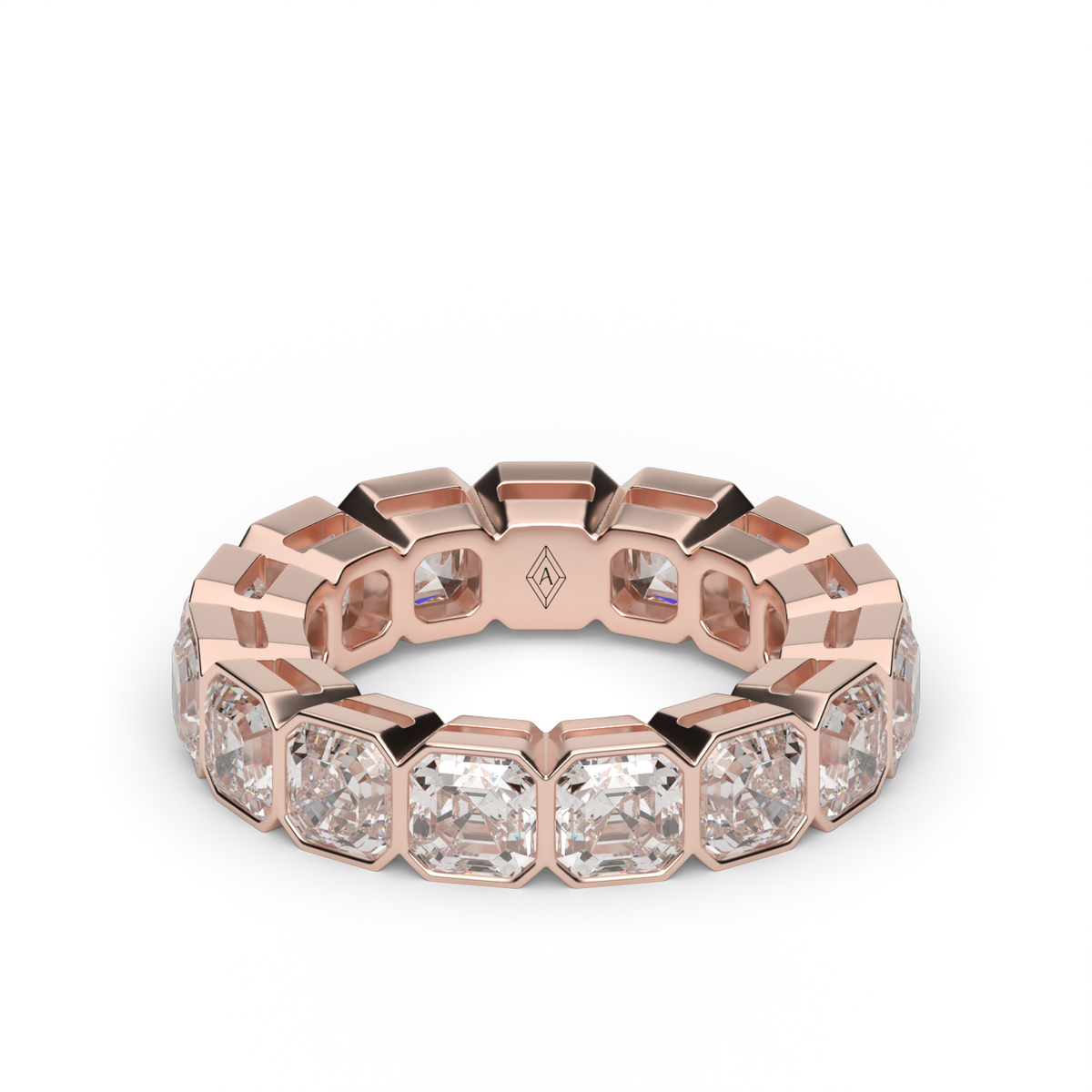 Asscher Cut Bezel Eternity Ring — 14K Rose Gold / 6 / Lab Diamond (image)