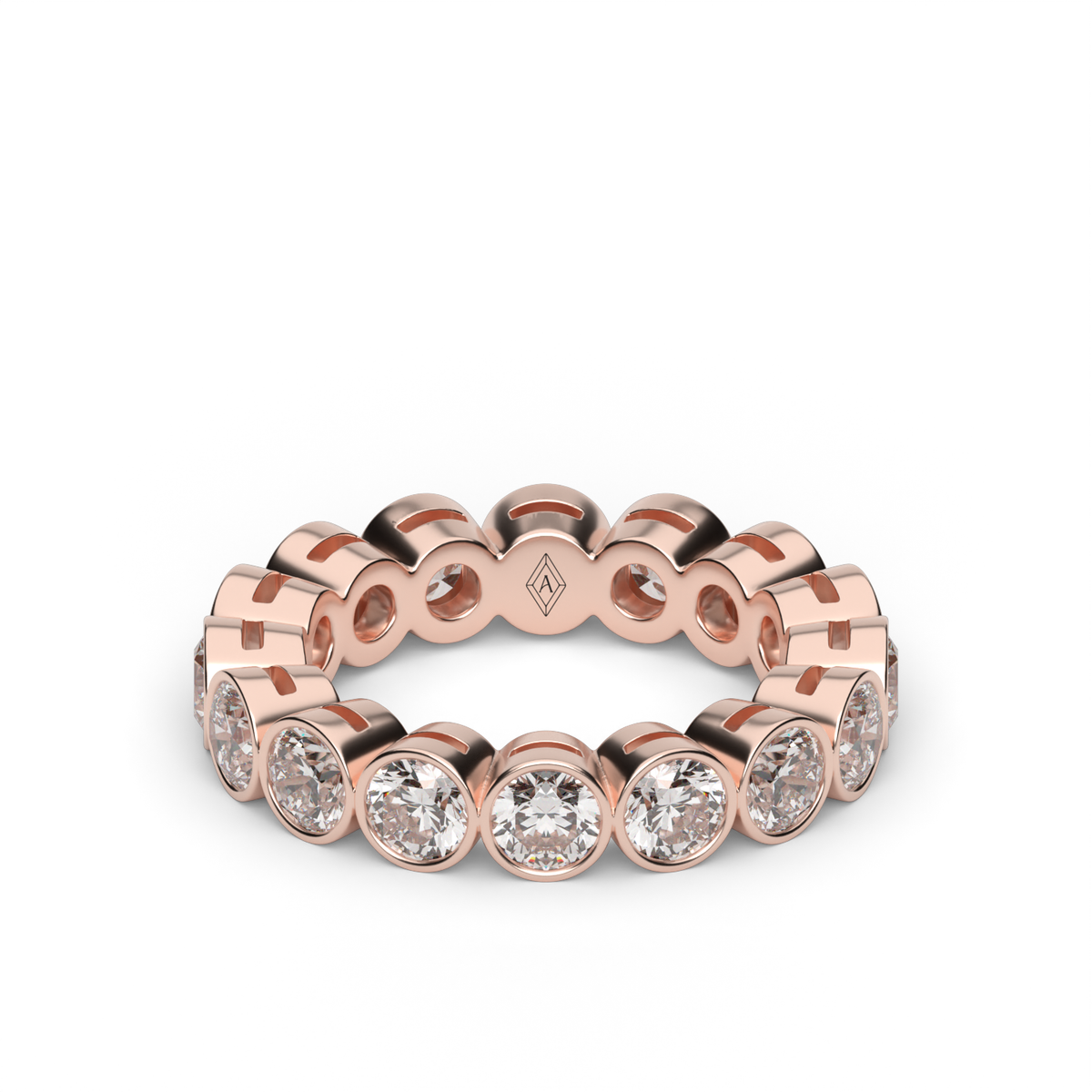 Round Bezel Eternity Ring — 14K Rose Gold / 4 / Lab Diamond (image)