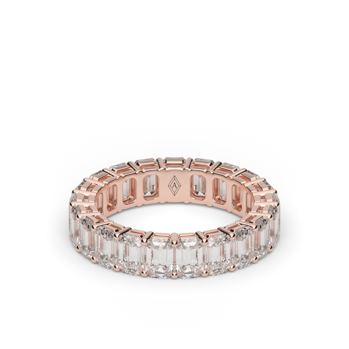 Emerald Shape  Diamond Eternity Ring — 14K Rose Gold / 4 / Lab Diamond (image)