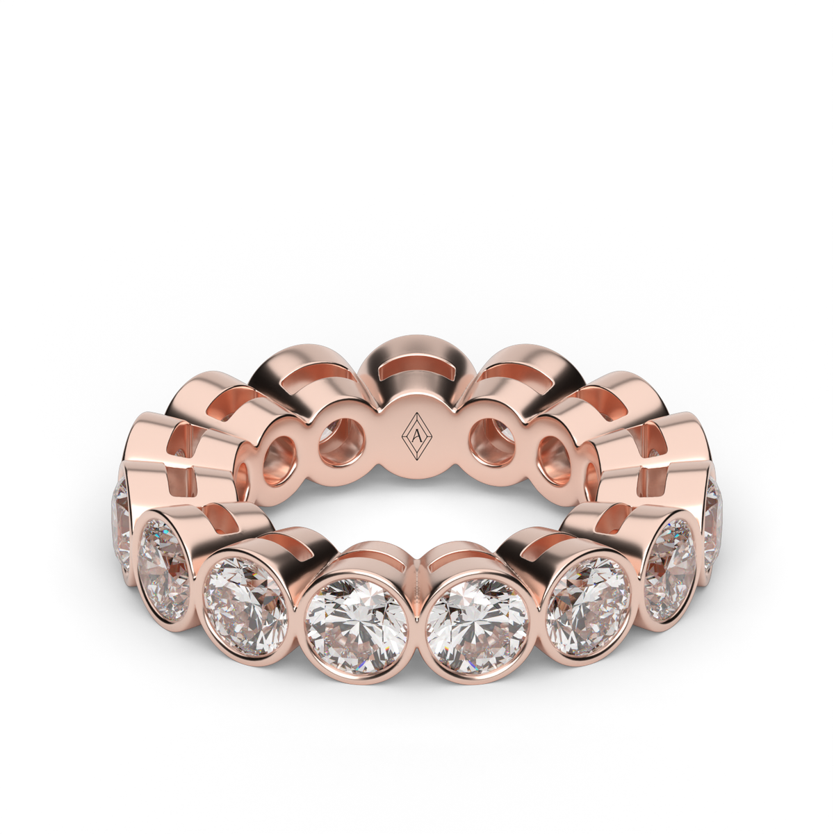 Round Bezel Eternity Ring — 14K Rose Gold / 6 / Lab Diamond (image)