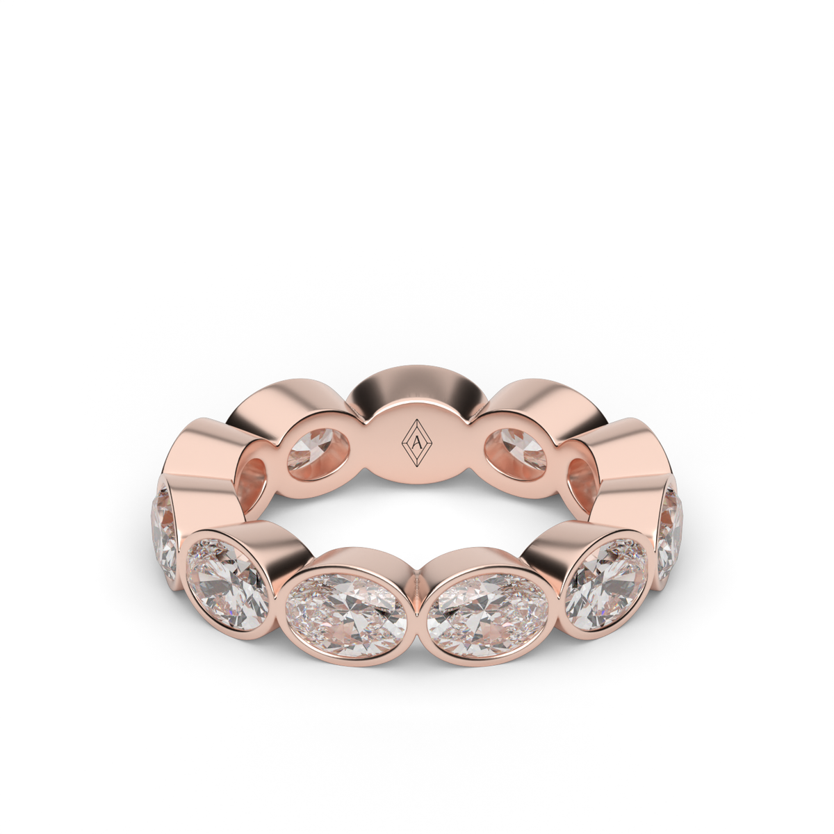 East-West Bezel Oval Cut Eternity Ring — 14K Rose Gold / 4 / Lab Diamond (image)