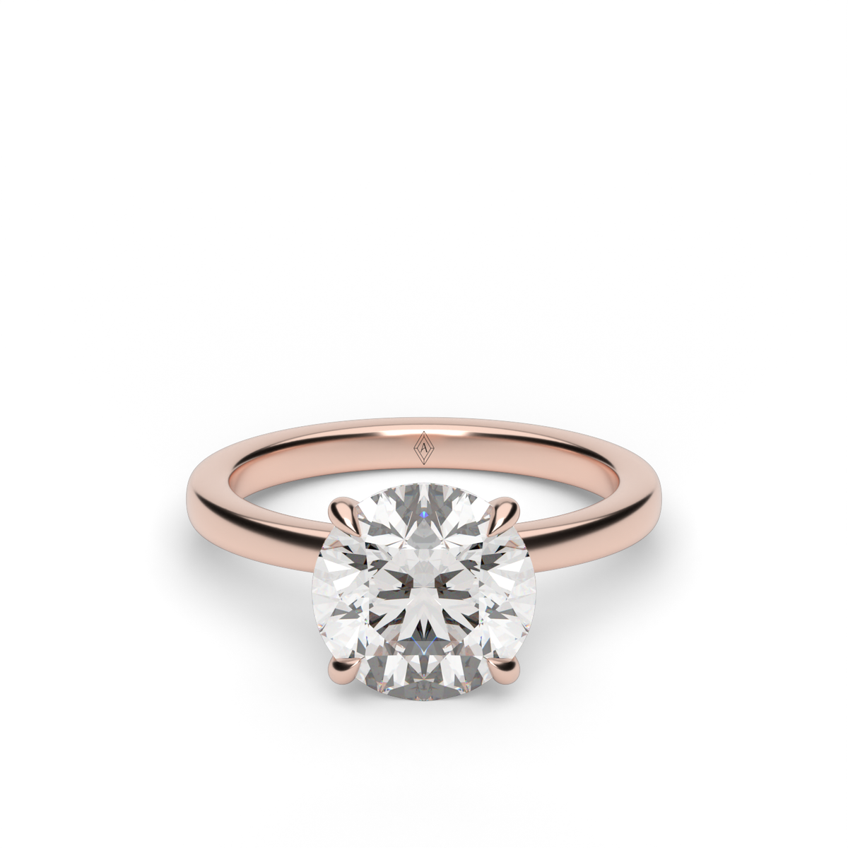 Hidden Halo Engagement Ring — 14K Rose Gold / Round / Lab Diamond (image)