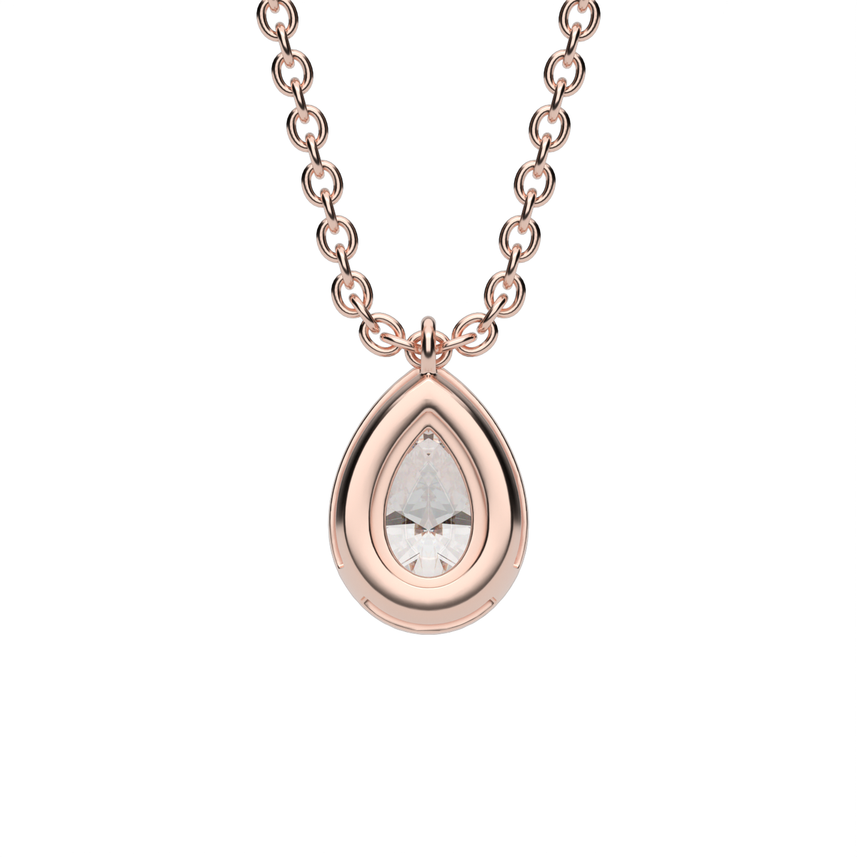Eternity Pear Shaped Diamond Halo Pendant — 14K Rose Gold / Lab Diamond (image)