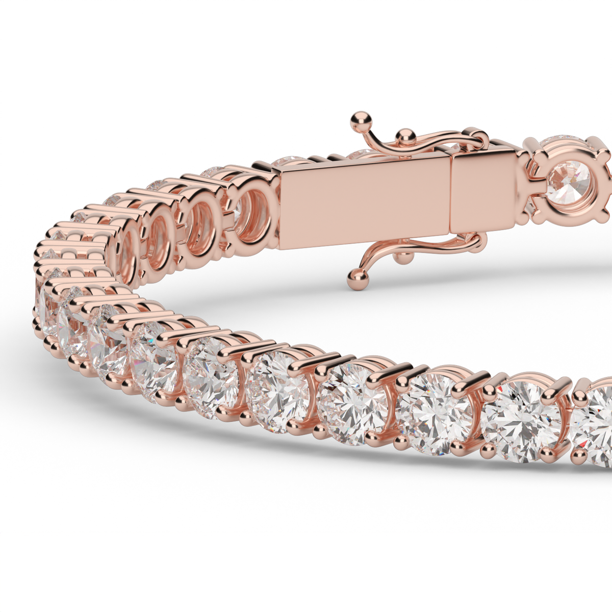 9 Carat Four Prong Diamond Tennis Bracelet — 14K Rose Gold / Lab Diamond (image)