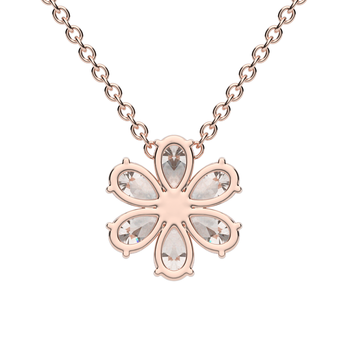 Floral-Inspired Pear-Shaped Diamond Pendant — 14K Rose Gold / Lab Diamond (image)