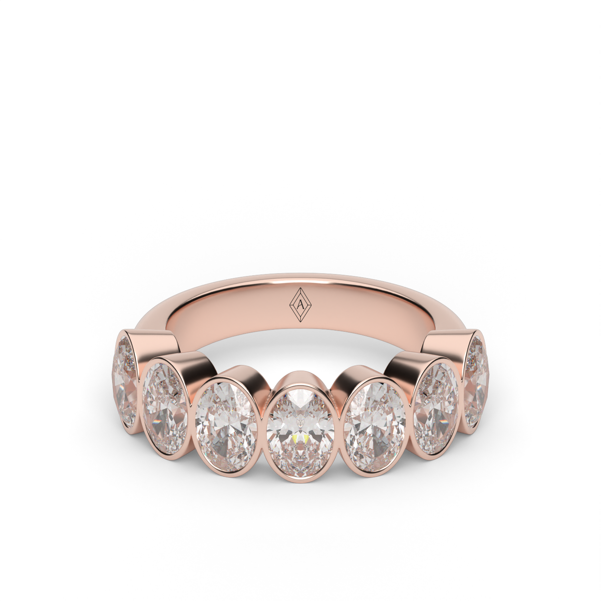 3.5 Carat Seven Stone Bezel Oval  Anniversary Ring — 14K Rose Gold / Lab Diamond (image)