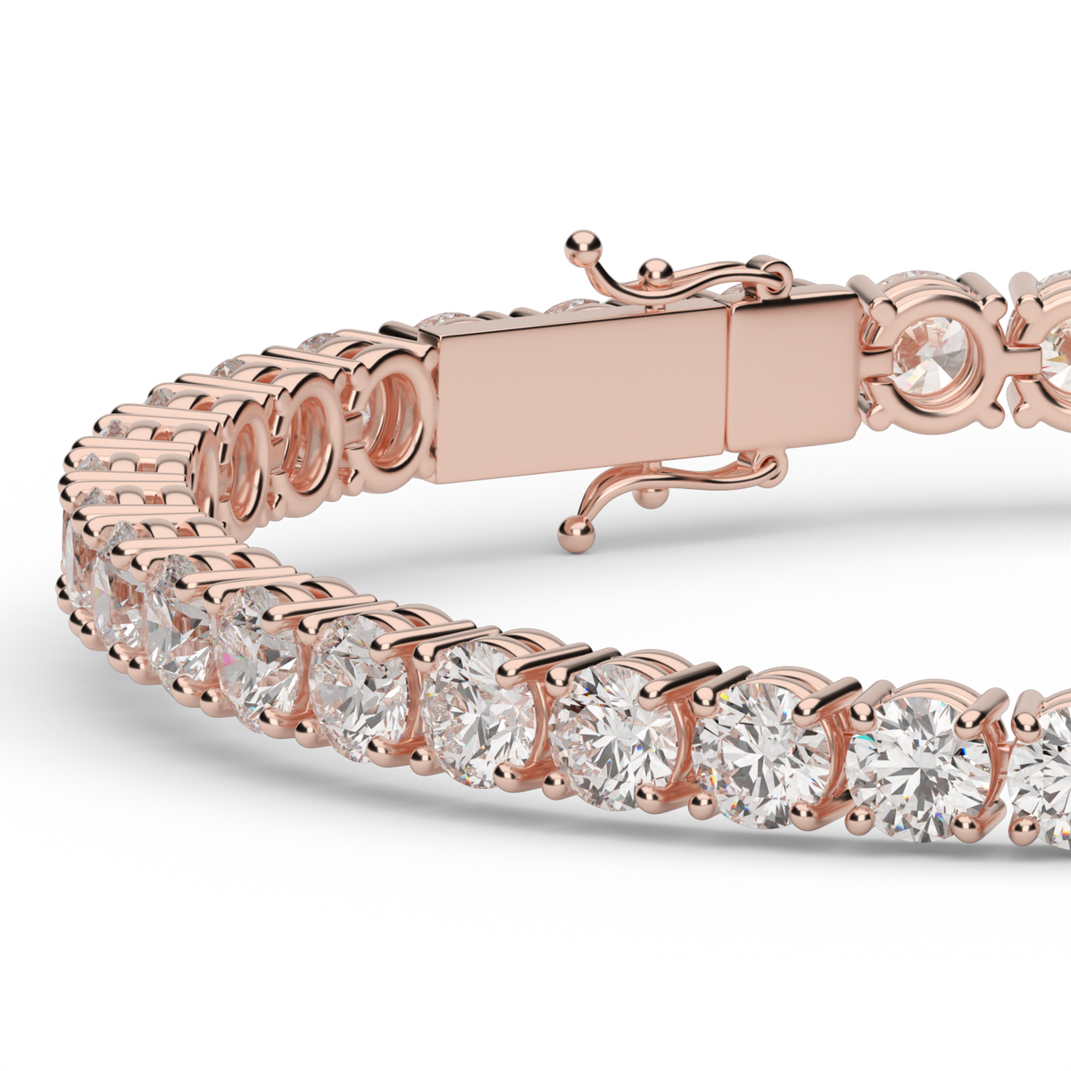10 Carat Four Prong Diamond Tennis Bracelet — 14K Rose Gold / Lab Diamond (image)