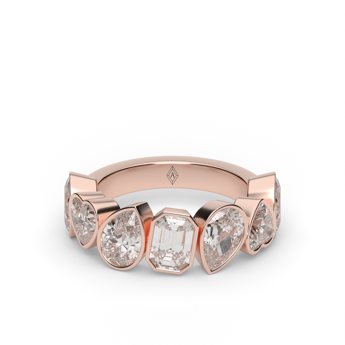 3.5 Carat Mixed Shape Diamond Bezel Anniversary Ring — 14K Rose Gold / Lab Diamond (image)