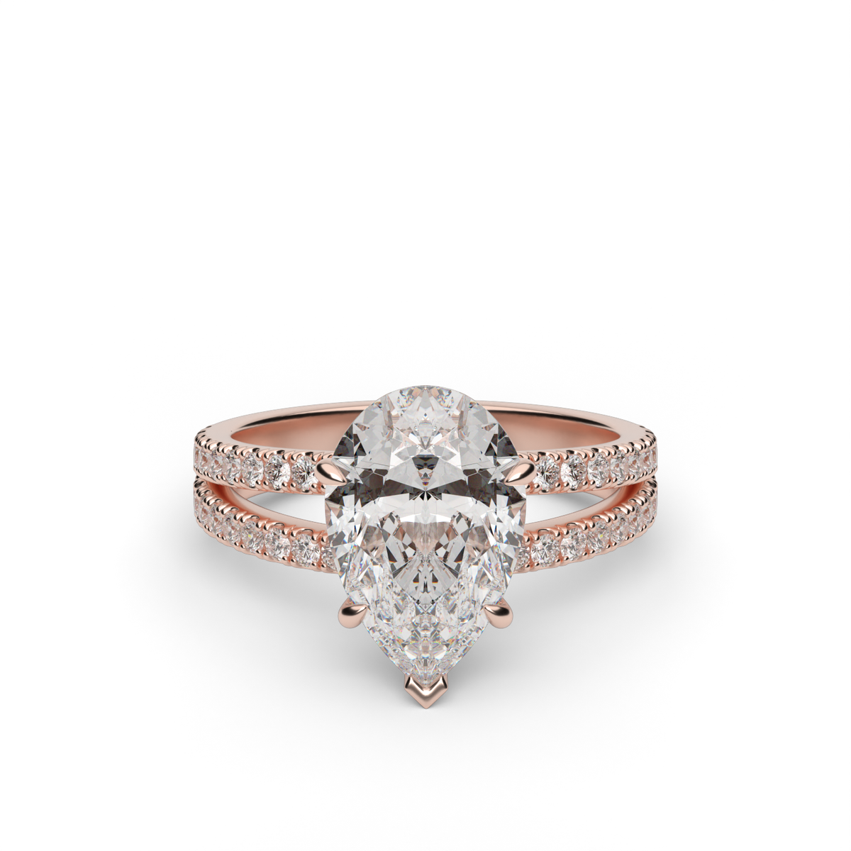 Split Shank   Pavé Engagement Ring — 14K Rose Gold / Pear / Lab Diamond (image)