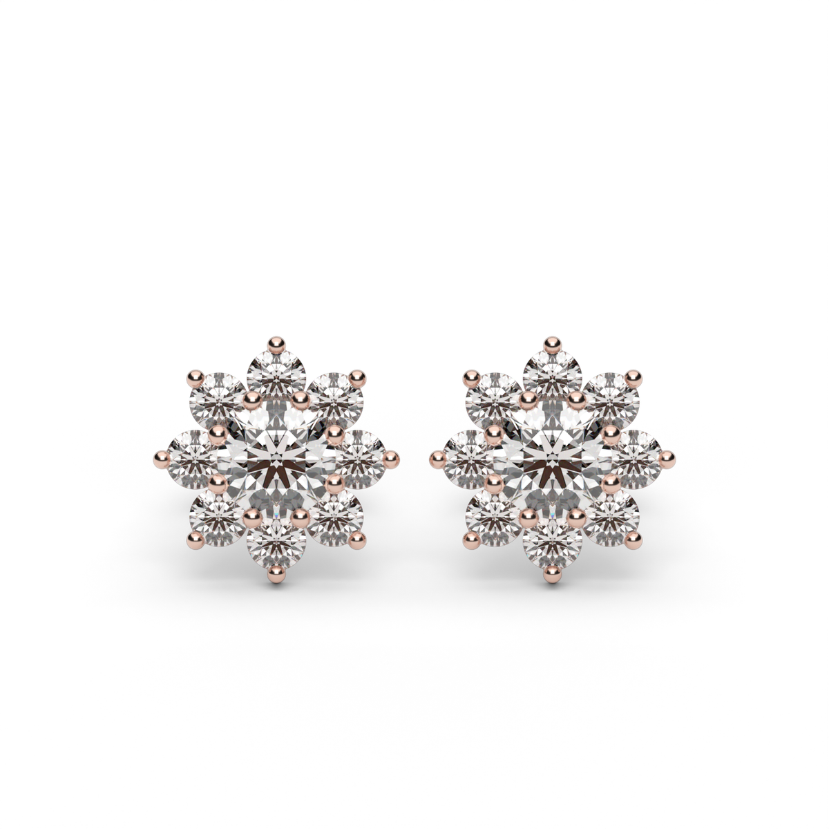 Flower Stud Earrings — 14K Rose Gold / Lab Diamond (image)