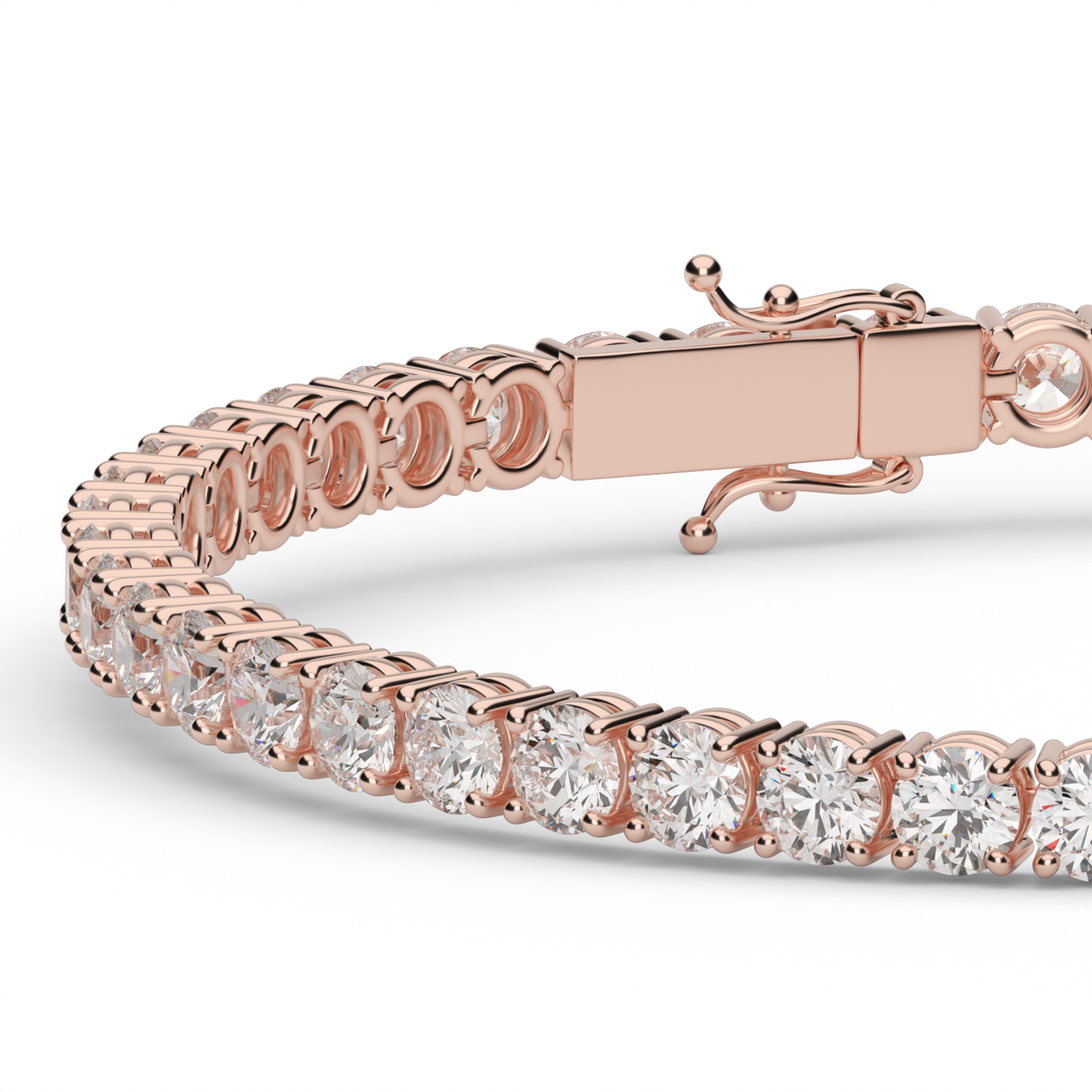7 Carat Four Prong Diamond Tennis Bracelet — 14K Rose Gold / Lab Diamond (image)