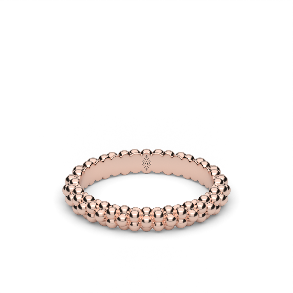 Modern Beaded Wedding Ring — 14K Rose Gold (image)