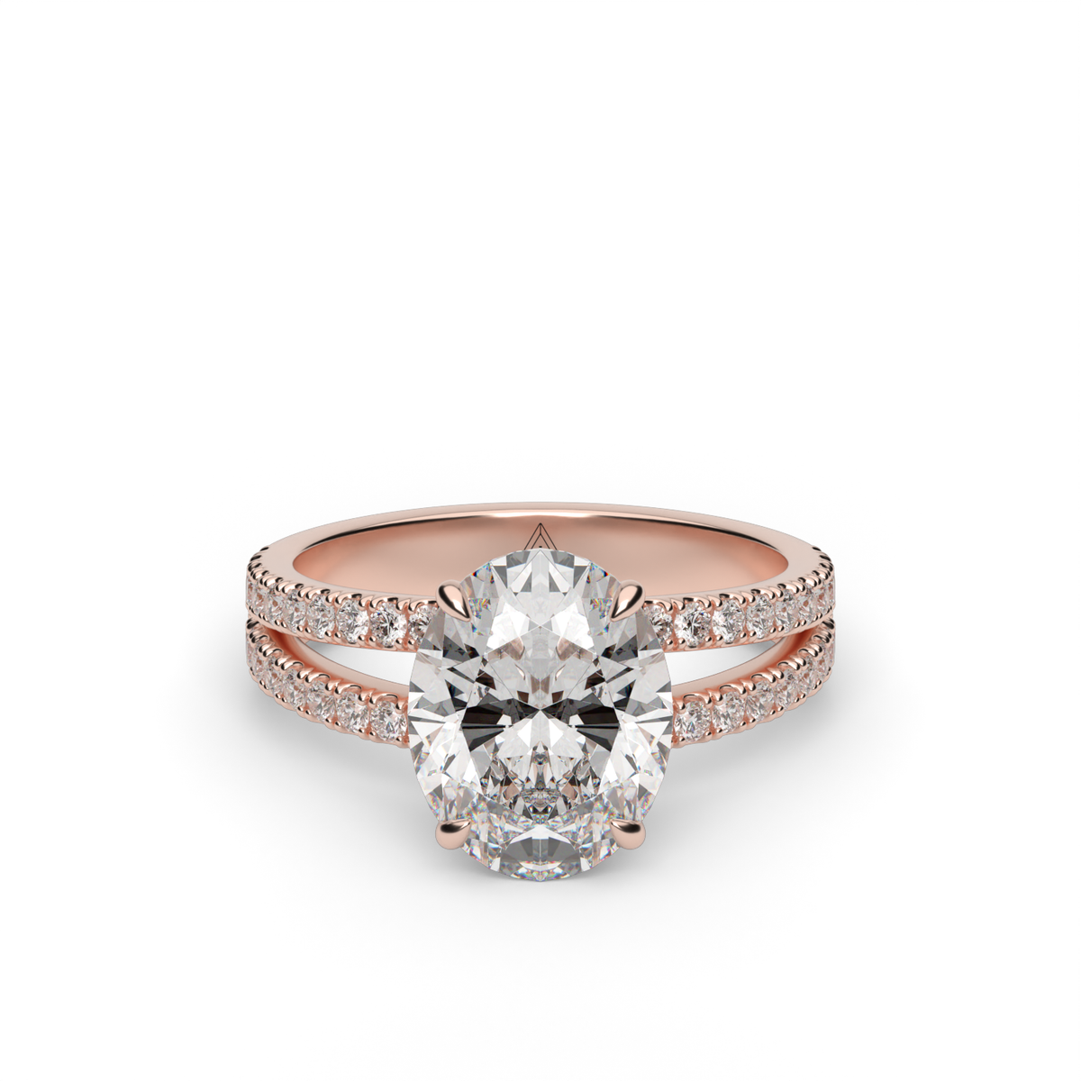 Split Shank   Pavé Engagement Ring — 14K Rose Gold / Oval / Lab Diamond (image)