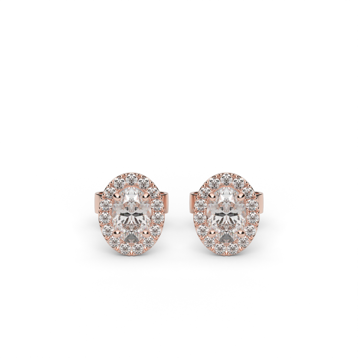 Classic Halo Diamond Studs — 14K Rose Gold / Lab Diamond (image)