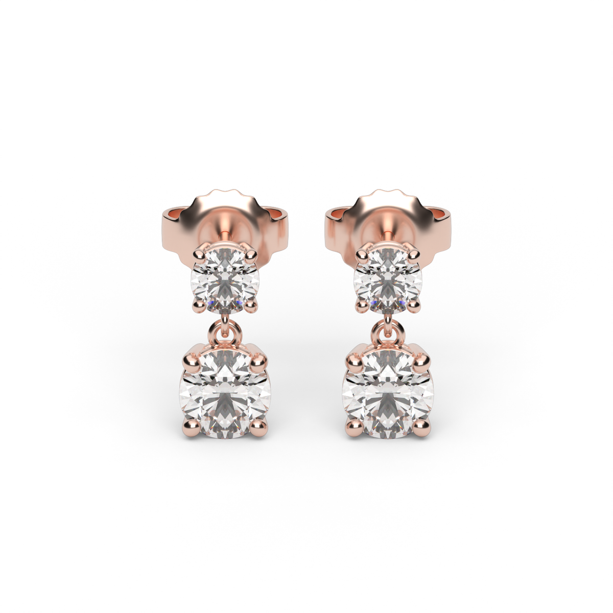 Two-Stone Earrings — 14K Rose Gold / Lab Diamond (image)