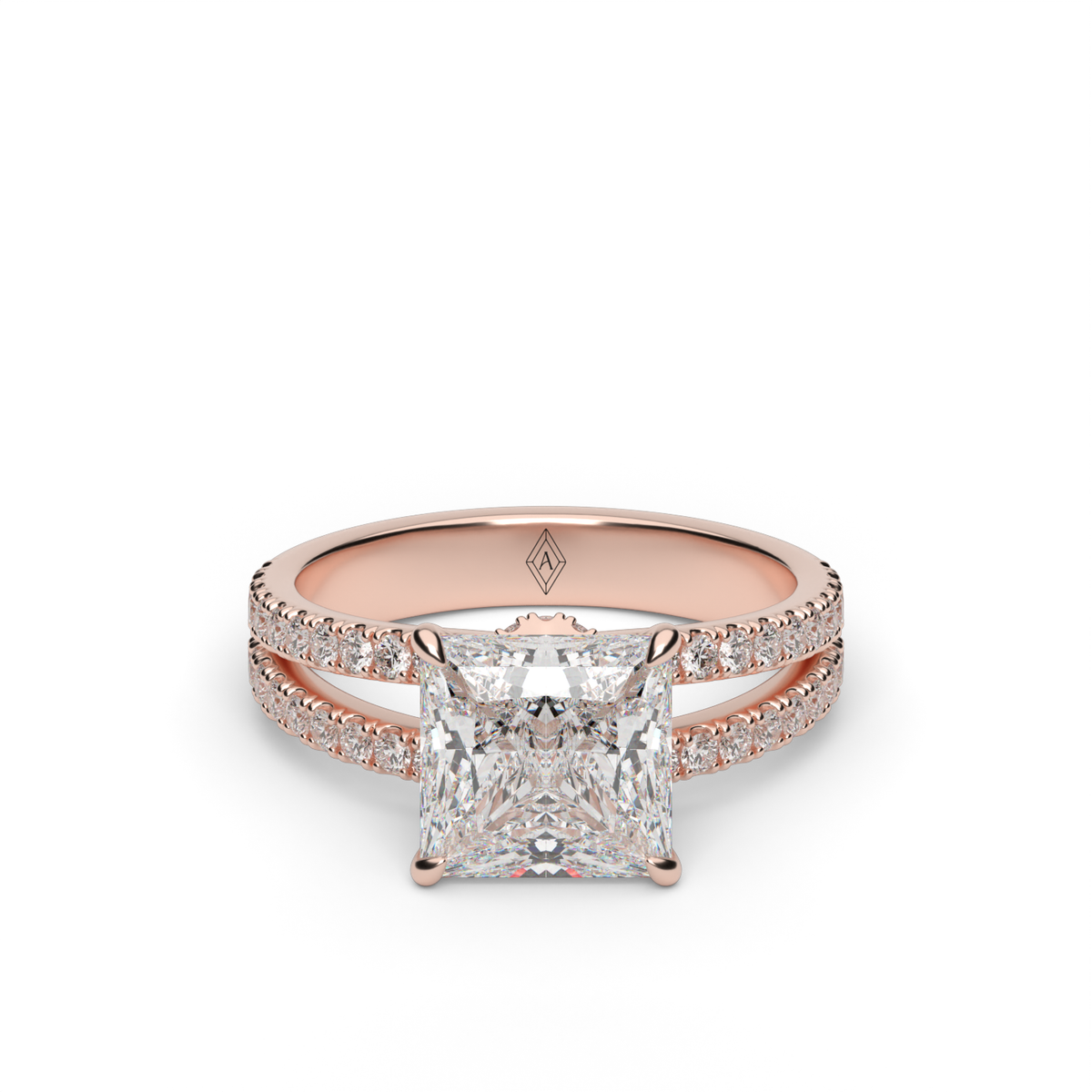 Split Shank   Pavé Engagement Ring — 14K Rose Gold / Princess / Lab Diamond (image)