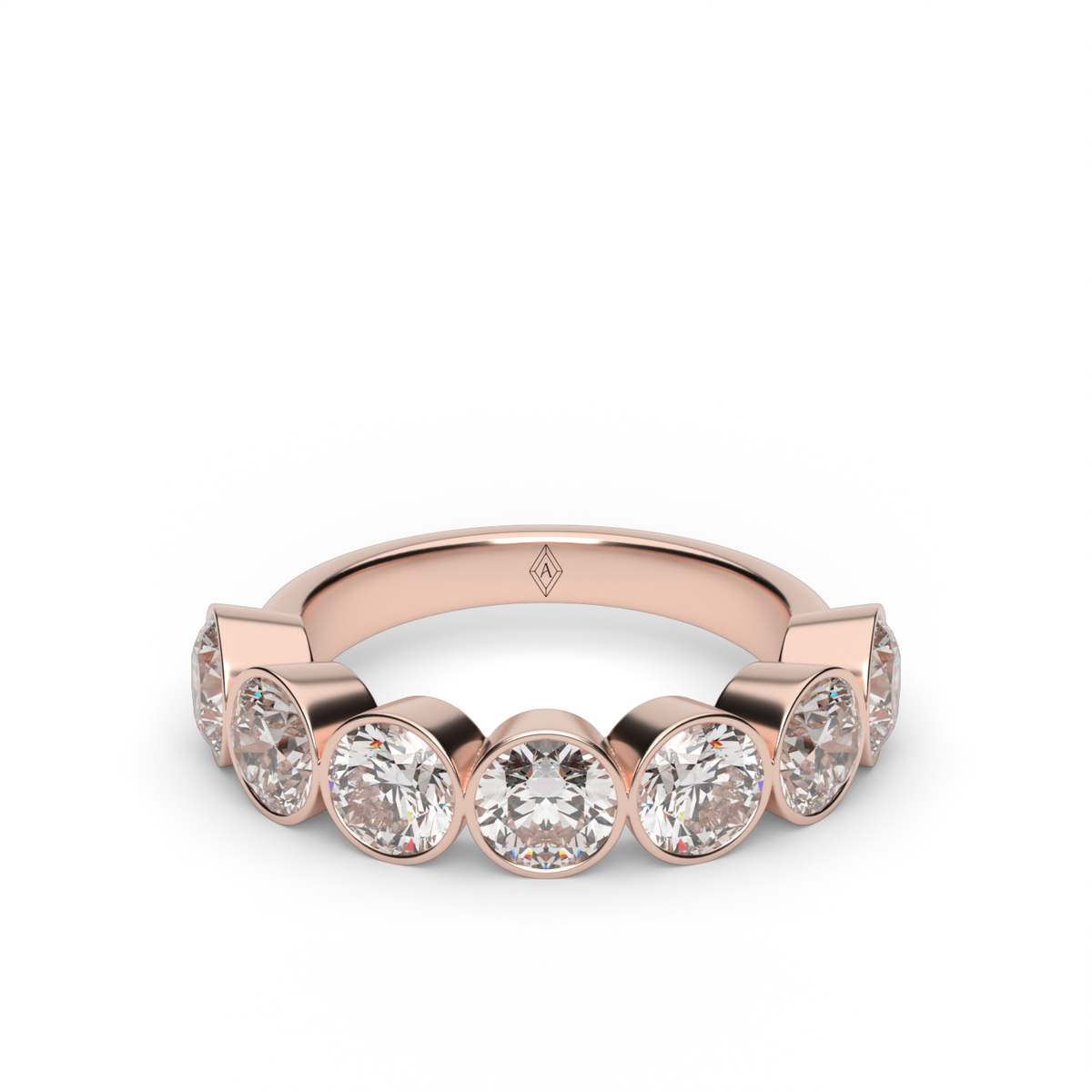 3.5 Carat Seven Stone Bezel Round  Anniversary Ring — 14K Rose Gold / Lab Diamond (image)