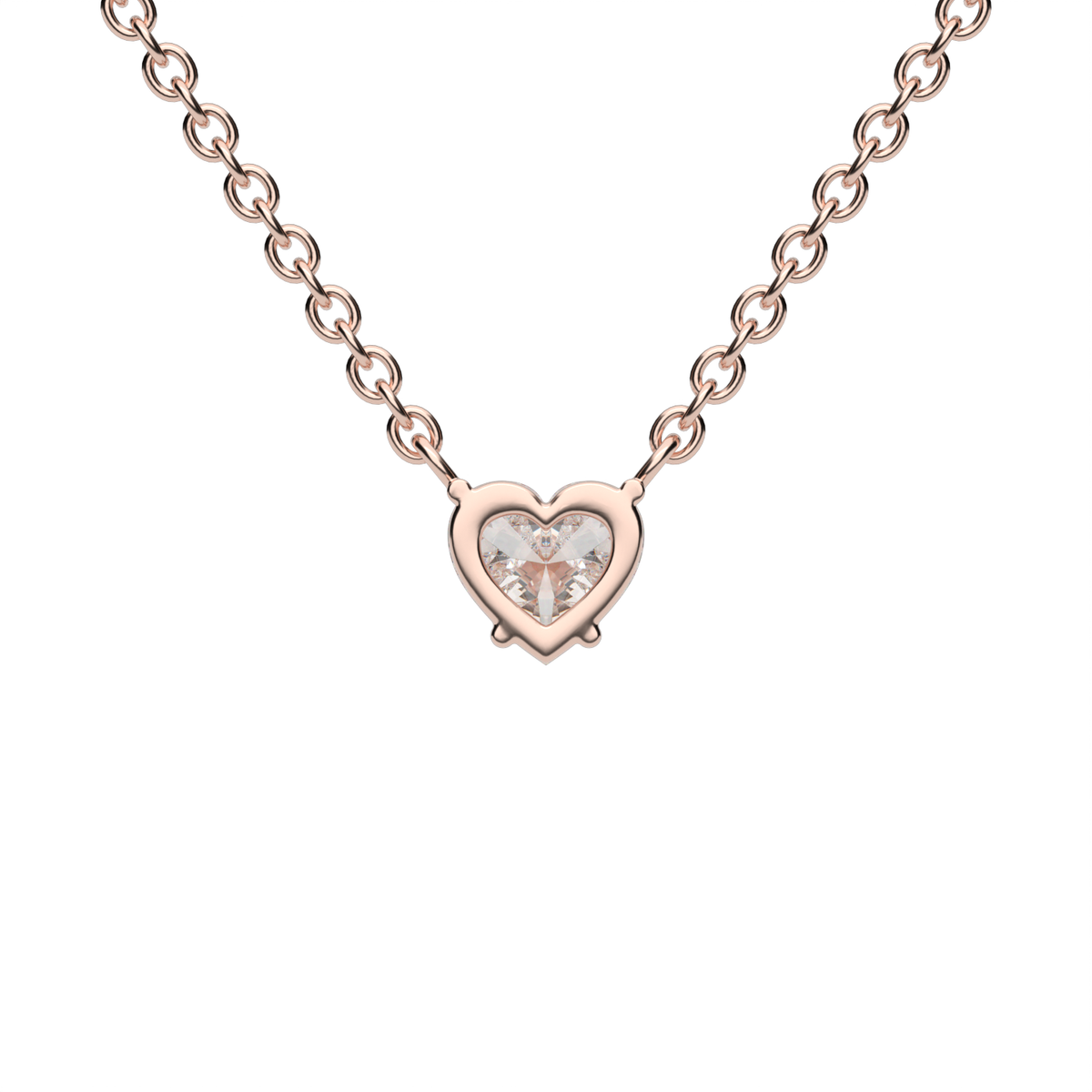 Classic Heart-Shaped Diamond Pendant — 14K Rose Gold / Lab Diamond (image)