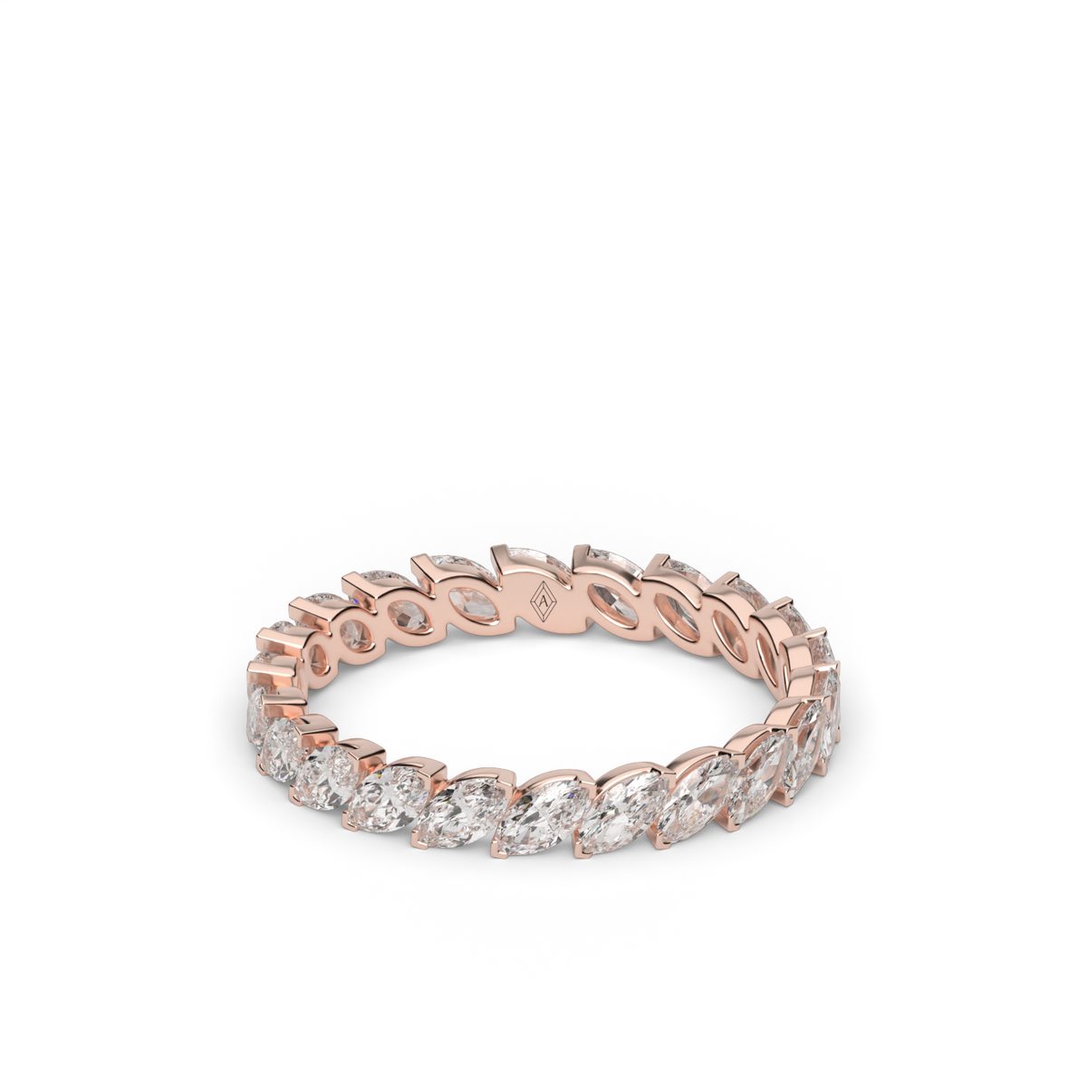 Elegant Marquise Cut Diamond Eternity Ring — 14K Rose Gold / Lab Diamond (image)