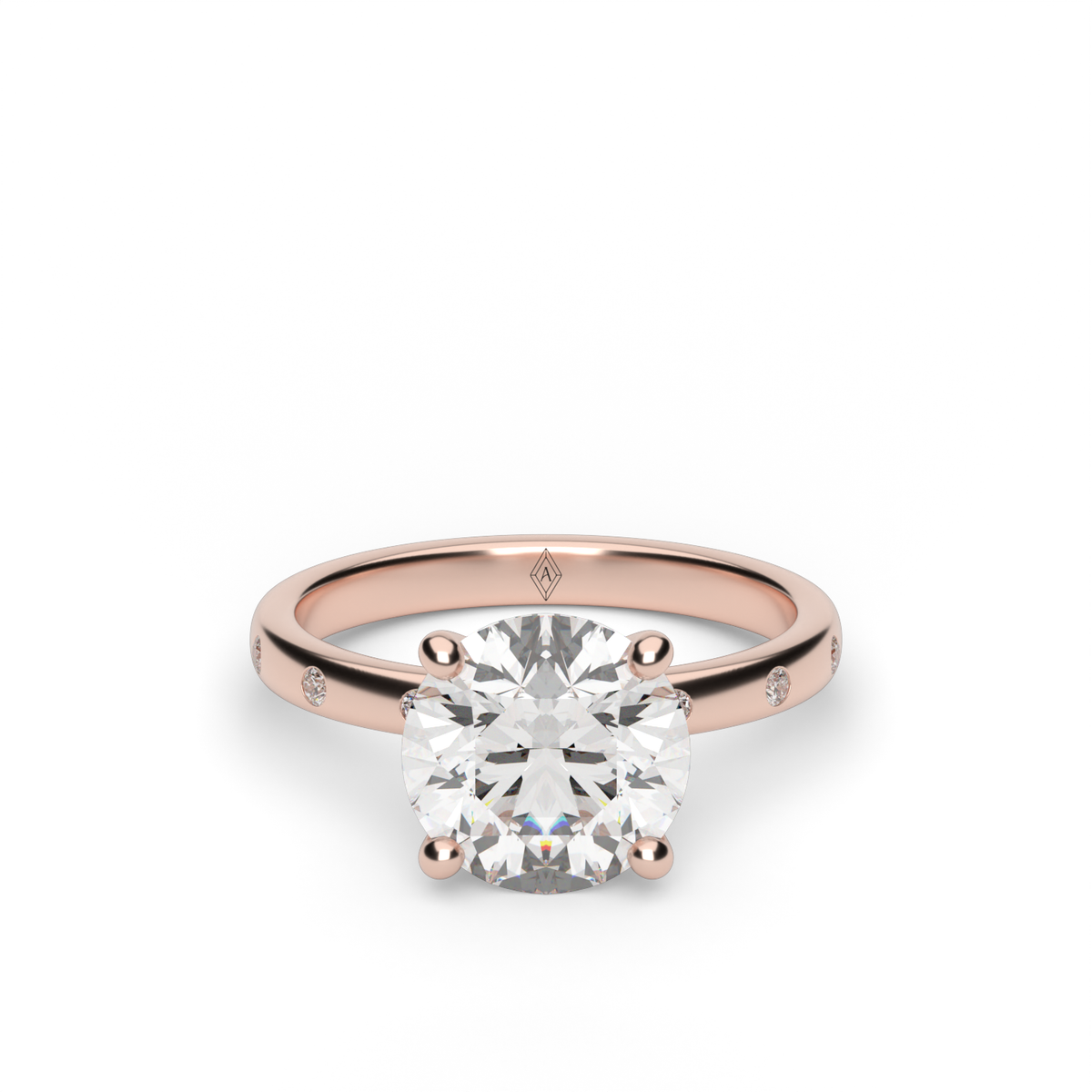 Modern Burnish-set Diamond Engagement Ring — 14K Rose Gold / Round / Lab Diamond (image)