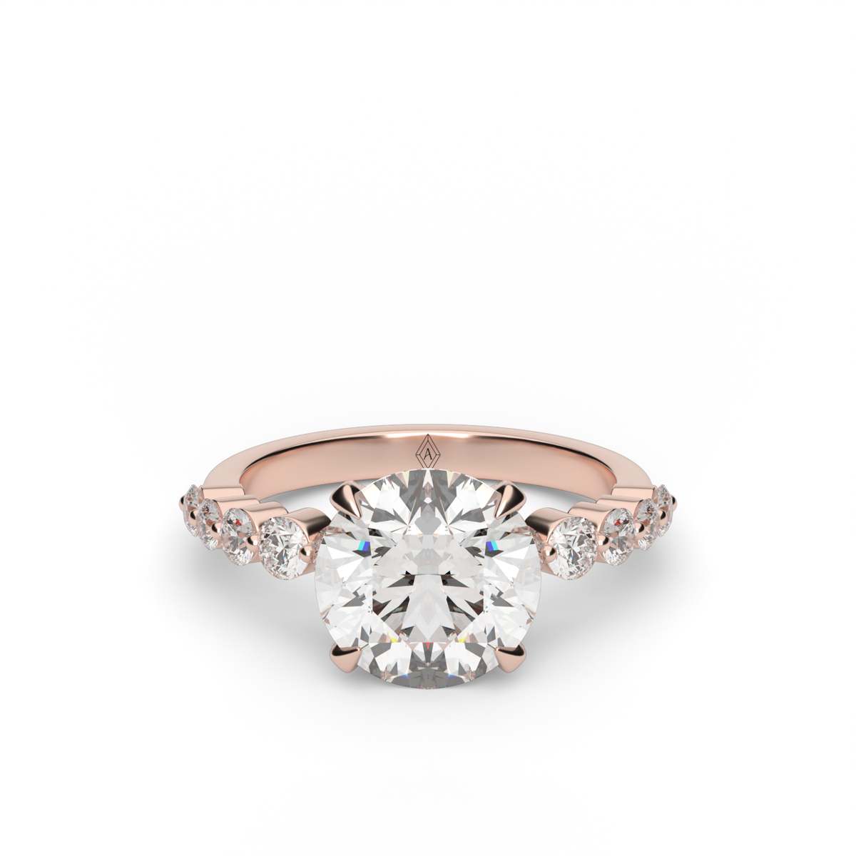 Emily Hidden Halo Engagement Ring — 14K Rose Gold / Round / Lab Diamond (image)