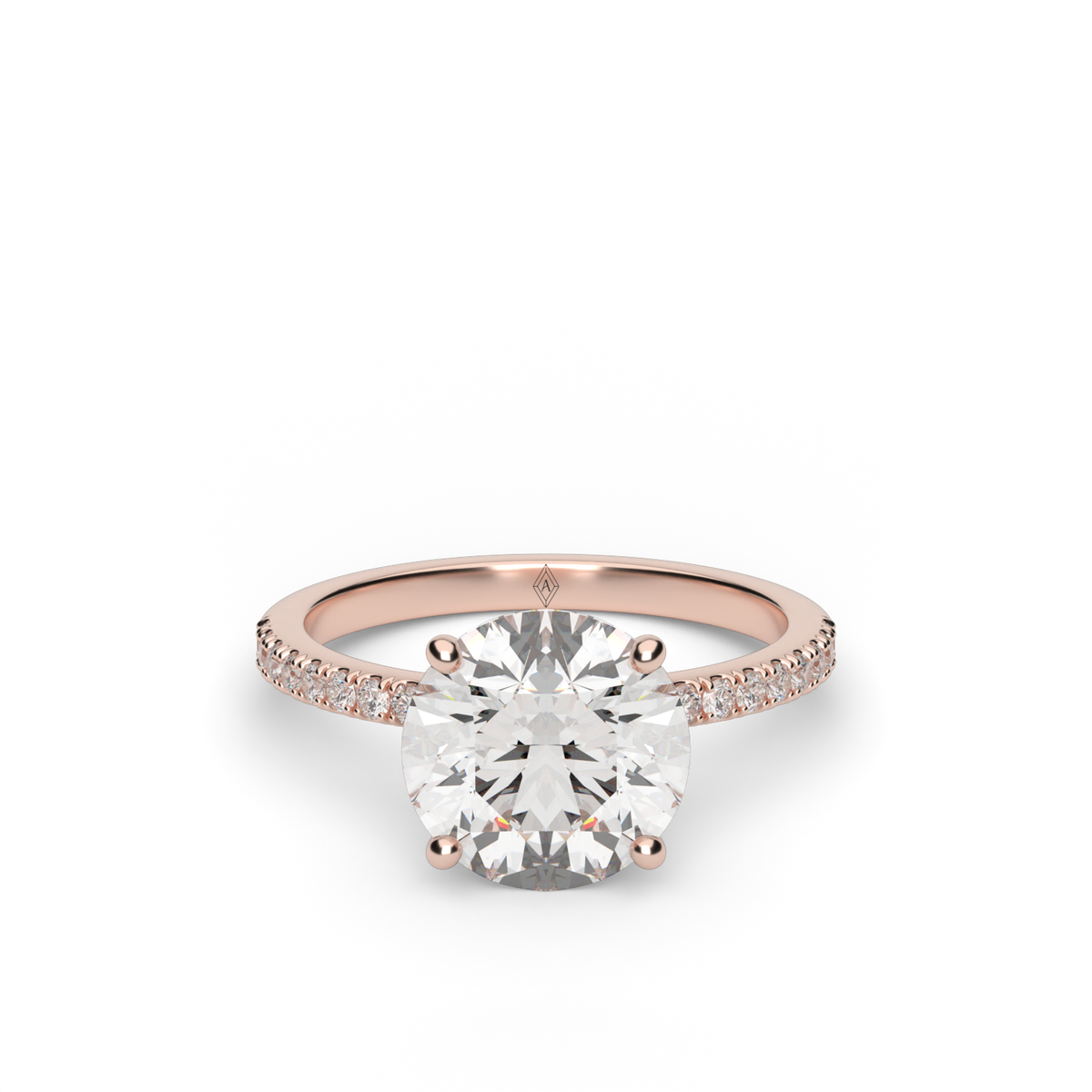 Hidden Halo Pavé Engagement Ring — 14K Rose Gold / Round / Lab Diamond (image)