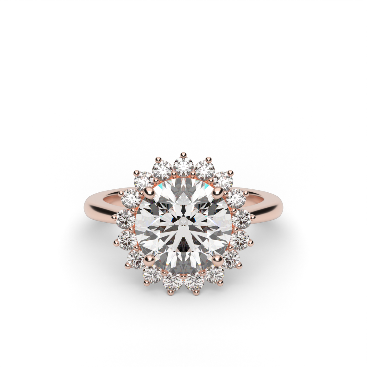 Flower Engagement Ring — 14K Rose Gold / Round / Lab Diamond (image)