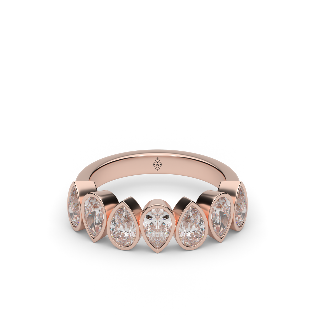 2 Carat Alternating Pear Shape Diamond Anniversary Ring — 14K Rose Gold / Lab Diamond (image)