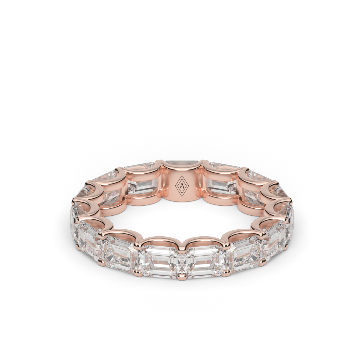 Split Prong Emerald Diamond Eternity Ring — 14K Rose Gold / 5 / Lab Diamond (image)