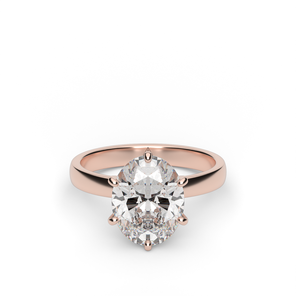Comfort Fit Solitaire Engagement Ring (Six Prong) — 14K Rose Gold / Oval (image)