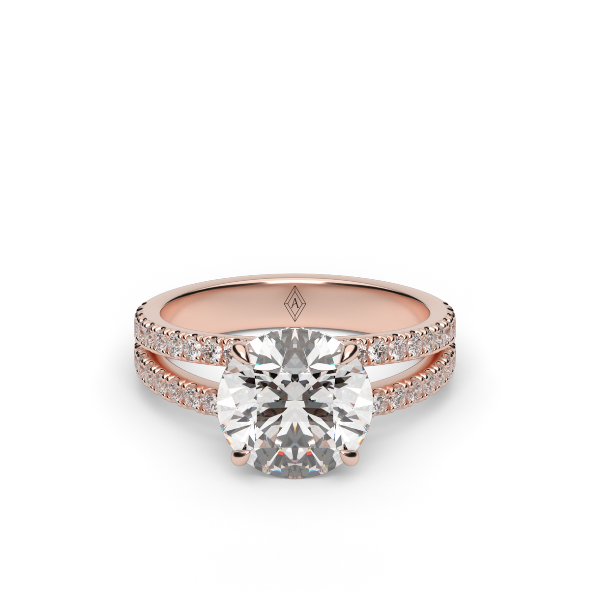 Split Shank   Pavé Engagement Ring — 14K Rose Gold / Round / Lab Diamond (image)