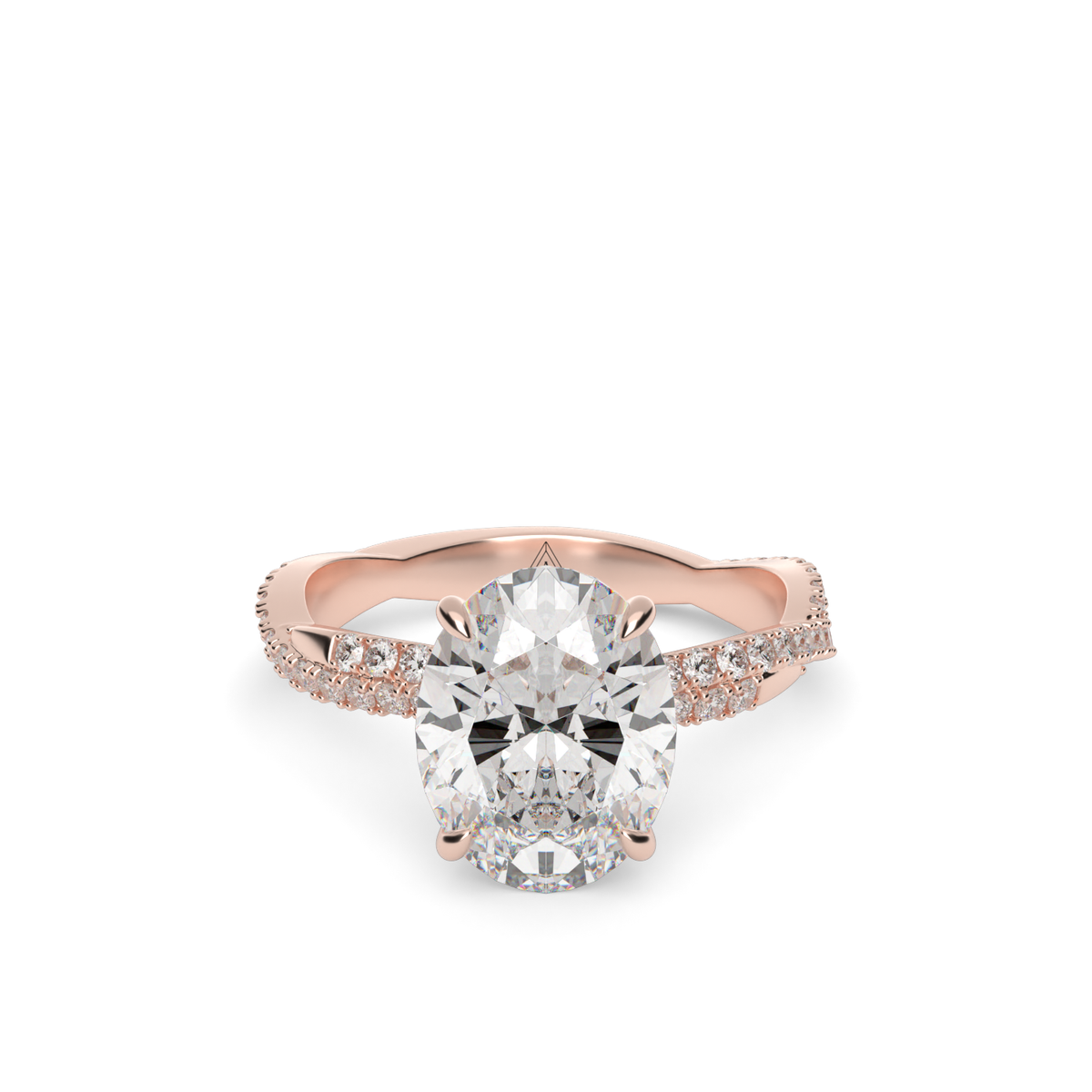 Pavé Twist Diamond Engagement Ring — 14K Rose Gold / Oval / Lab Diamond (image)