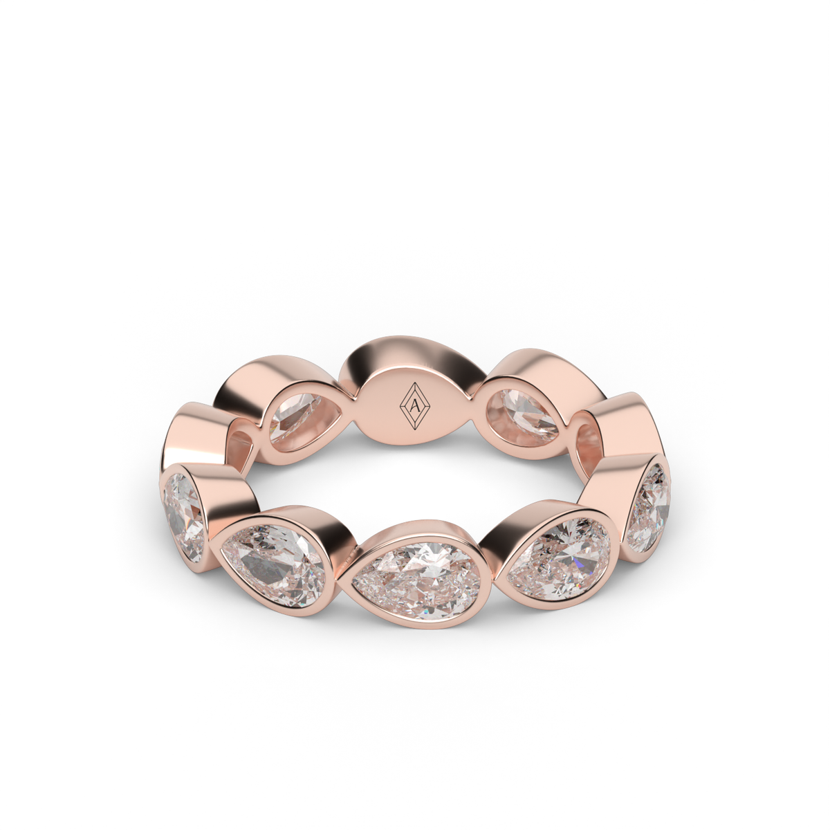 East-West Bezel Pear Eternity Ring — 14K Rose Gold / 3 / Lab Diamond (image)