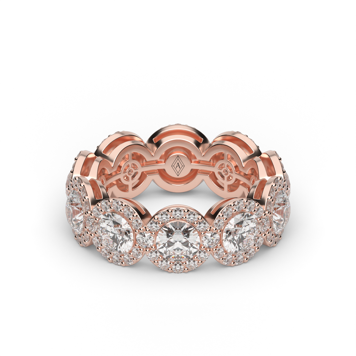 Round Halo Diamond Eternity Ring — 14K Rose Gold / Lab Diamond (image)