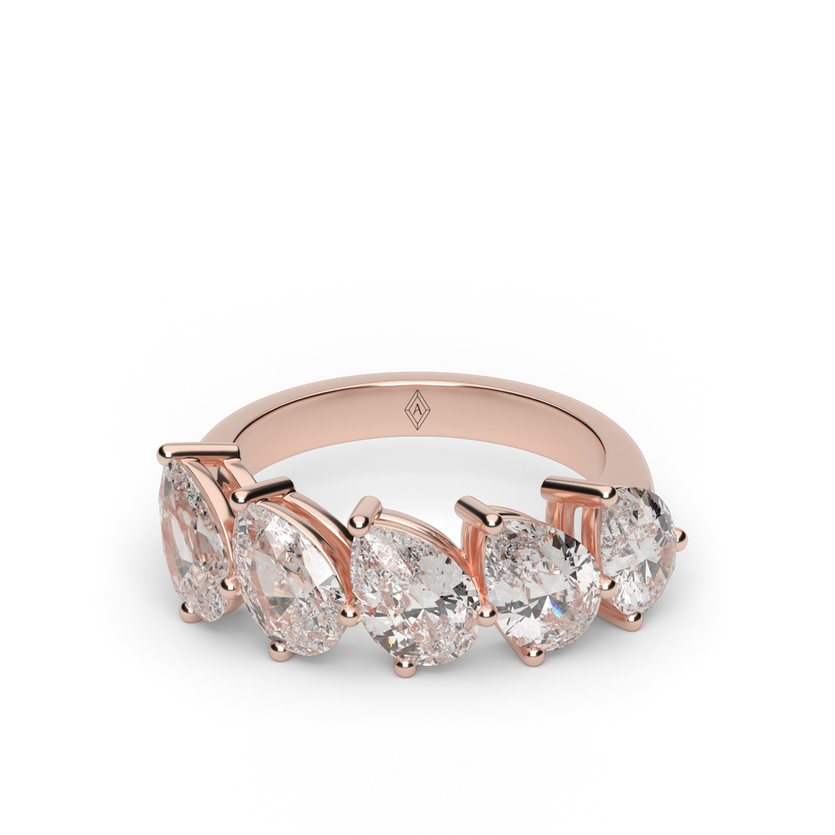 2.5 Carat Five-Stone Pear Diamond Anniversary Ring — 14K Rose Gold / Lab Diamond (image)