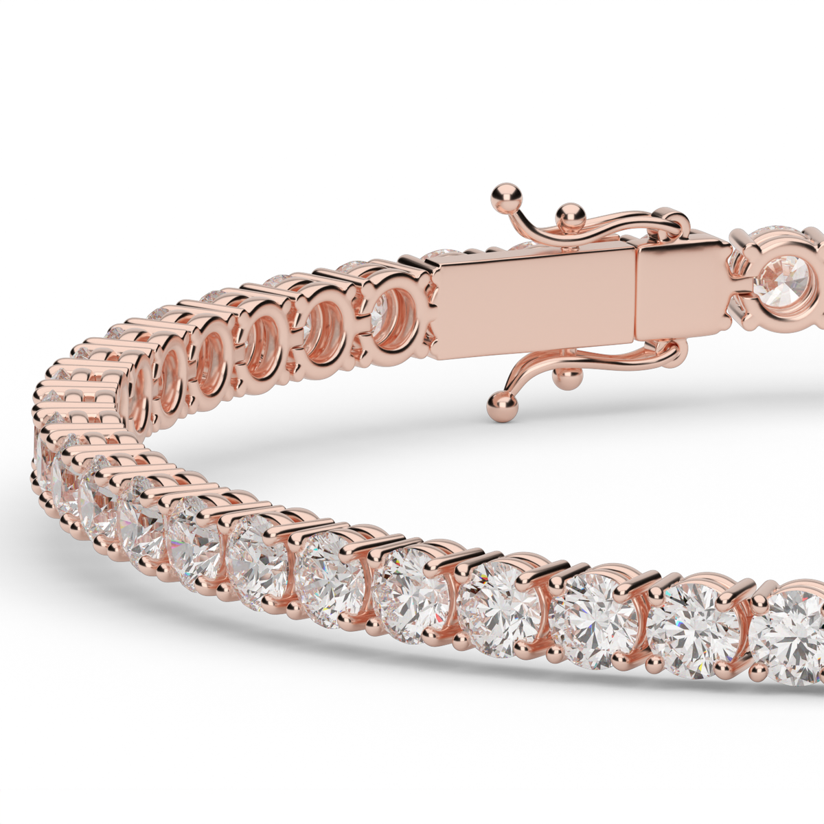 6 Carat Four Prong Diamond Tennis Bracelet — 14K Rose Gold / Lab Diamond (image)