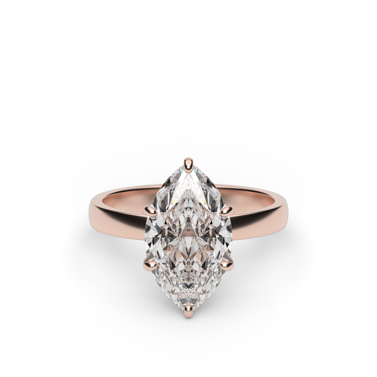 Comfort Fit Solitaire Engagement Ring (Six Prong) — 14K Rose Gold / Marquise (image)