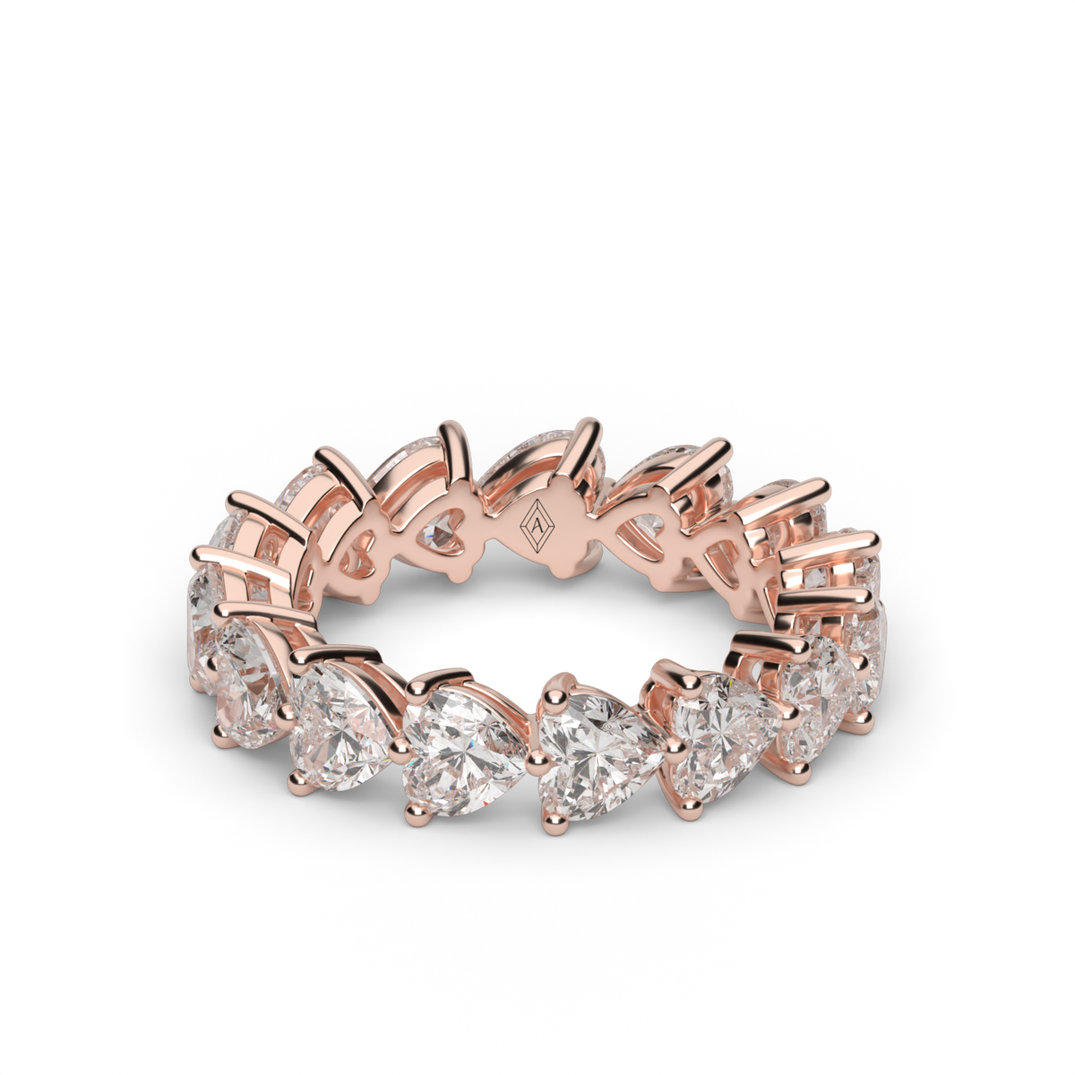 4.5 Carat Heart Shaped Diamond Eternity Ring — 14K Rose Gold / Lab Diamond (image)